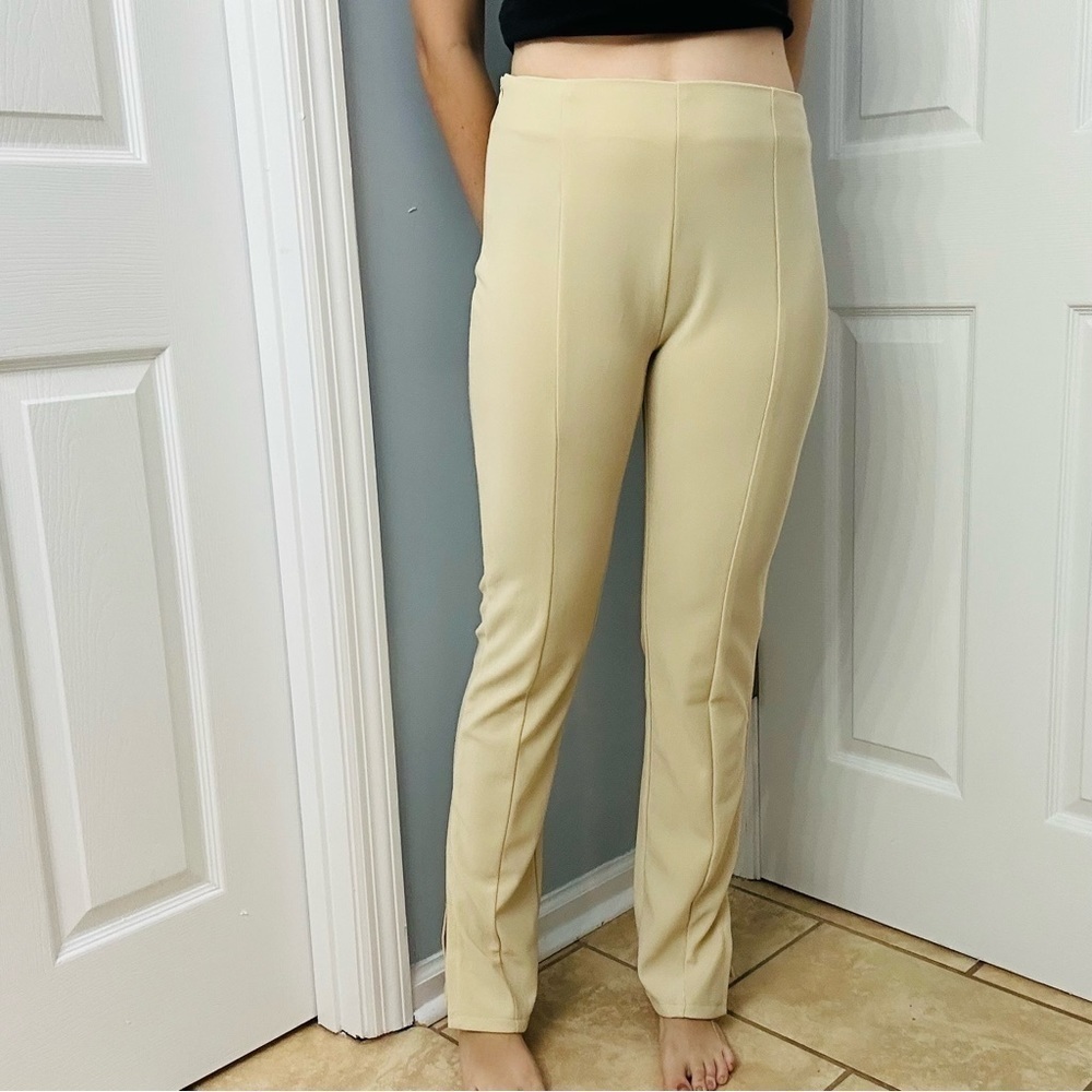En Saison Pants Khaki Tan Neutral Straight Leg Academia Work Preppy Small